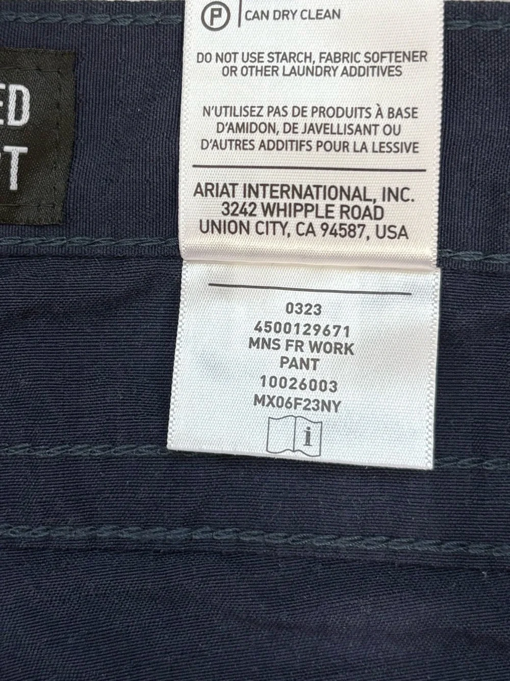 Ariat FR Men’s Size 38 Navy Blue Ripstop M4 Relaxed Boot Work Pants Outdoor